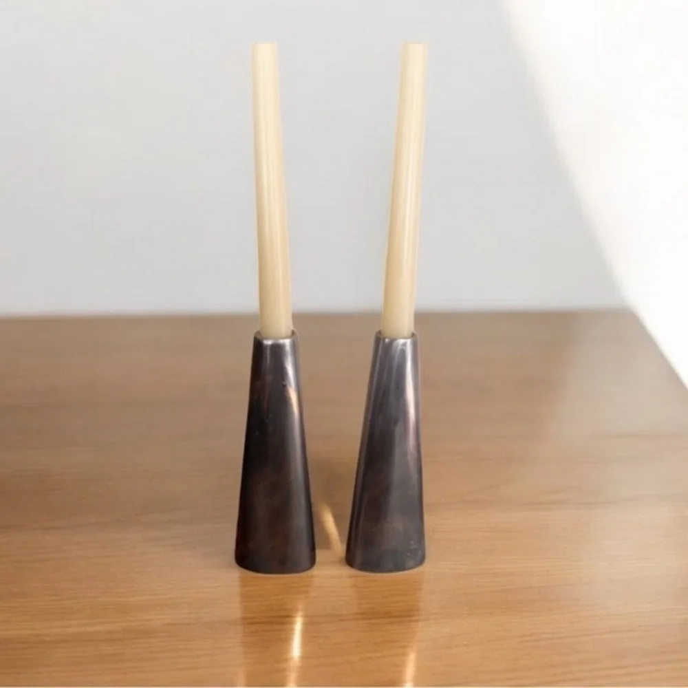 Vintage modern minimalist aluminum candle holders
